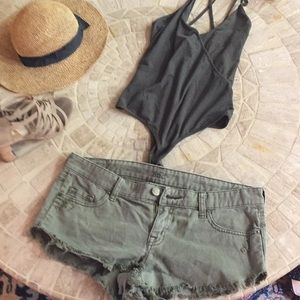 Low rise Jean shorts.